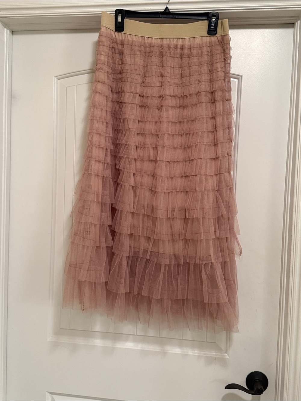 Layered Tulle Midi Skirt - Taupe